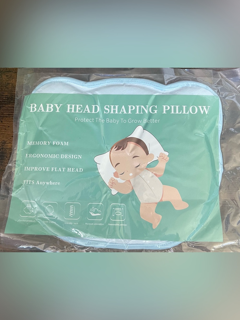 NWT Baby Head Shaping Pillow in Light Blue